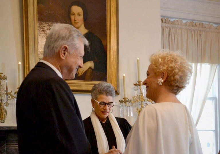 An intimate wedding vow ceremony at one of the NCHGS's historic locations.