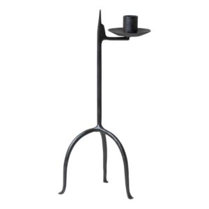 Primitive Single Taper Aged Wrought Iron Candle Holder