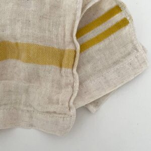 Cotton/Linen blend striped border kitchen cloth-  yellow