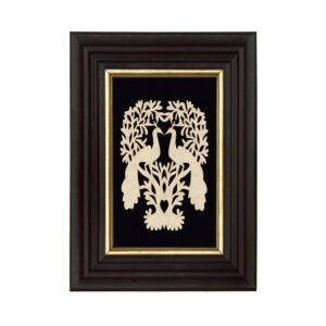Peacocks in Tree Scherenschnitte Paper Cutting in Wood Frame