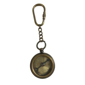 1-3/8" Antiqued Brass Compass Keychain