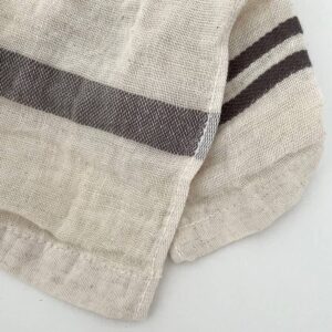 Cotton/Linen blend striped border kitchen cloth - grey