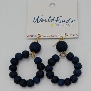 World Finds Blue Cloth Beaded Earrings