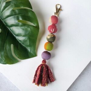 Kantha Bead Bag Clip/Keychain