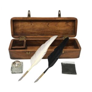 12" Colonial Reproduction Wood Quill Pen Box