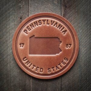 Leather Coaster, PA  State Sillhouette