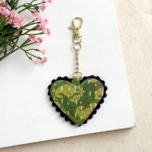 Kantha Stitched Heart Bag Clip