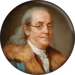 Pin-on Button - Benjamin Franklin Portrait