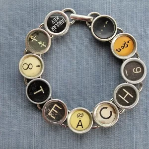 Teach Typewriter Key Bracelet