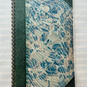 Antique Endpaper Notebook - Large - Blue & Green / Unlined