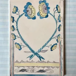 Folk Certificate Stationery - Floral Blue and Yellow